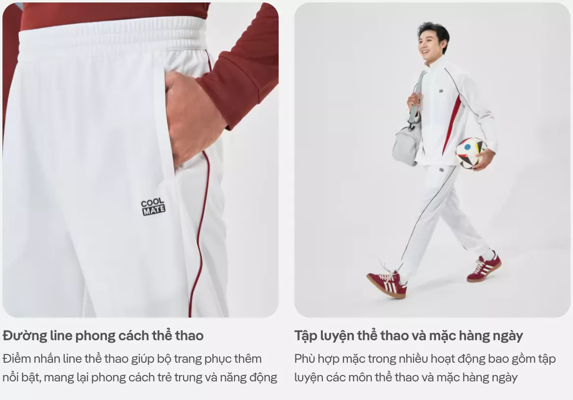 Set đồ thể thao Teamwear Flexline Active Gồm Áo khoác và Quần jogger thấm hút tốt Coolmate