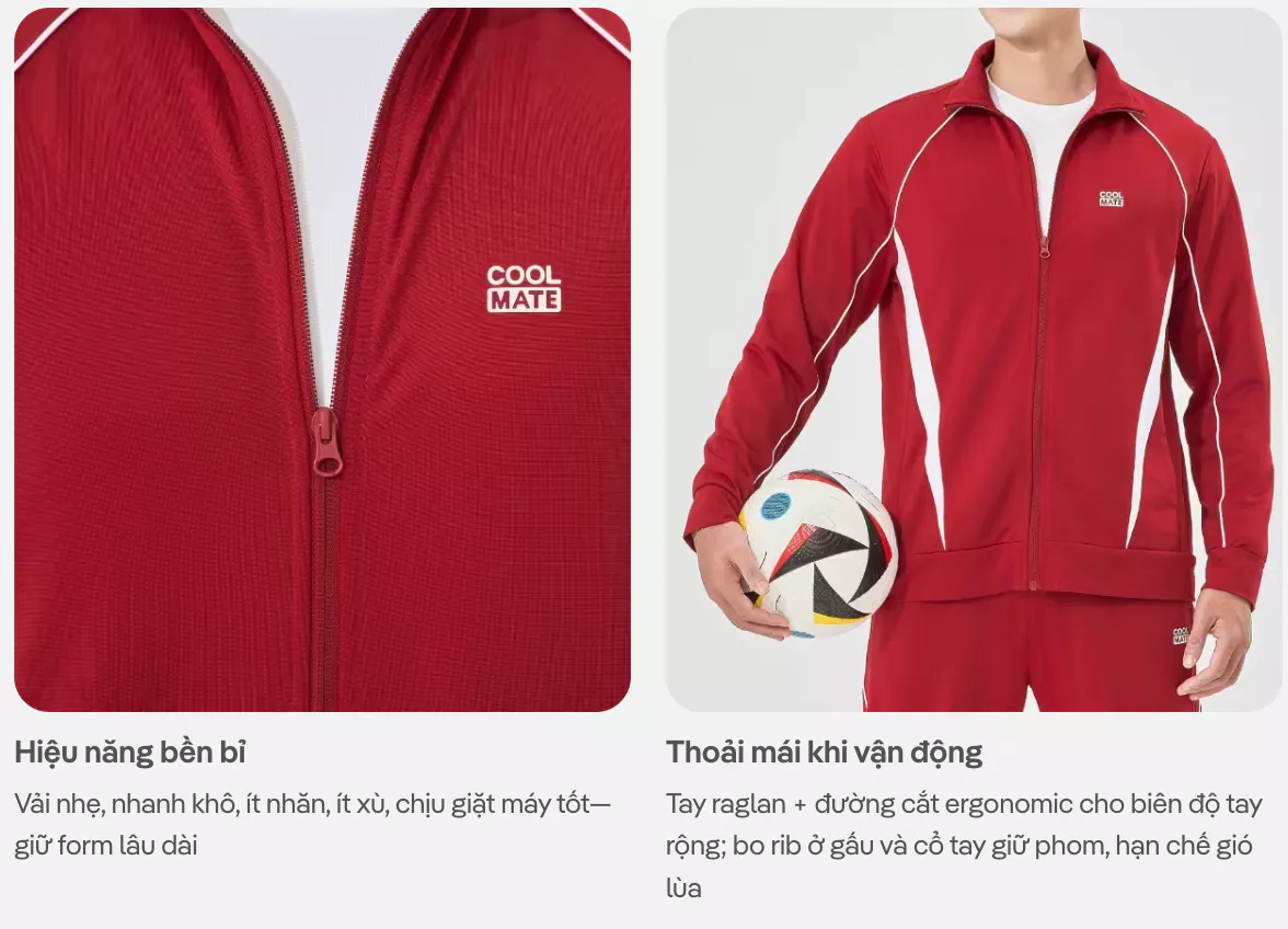 Set đồ thể thao Teamwear Flexline Active Gồm Áo khoác và Quần jogger thấm hút tốt Coolmate