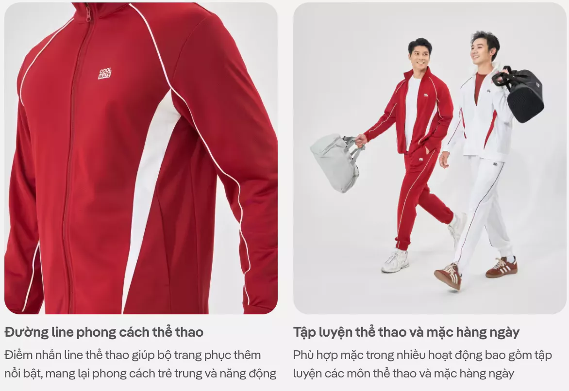 Set đồ thể thao Teamwear Flexline Active Gồm Áo khoác và Quần jogger thấm hút tốt Coolmate