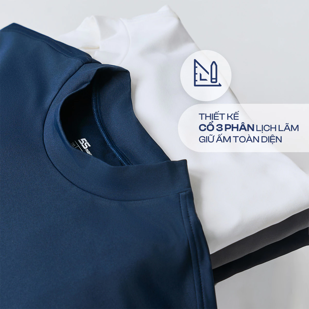 Áo Giữ Nhiệt Nam 5S Fashion Cổ 3 Phân Màu Ghi Đậm 02-M0AGN25105
