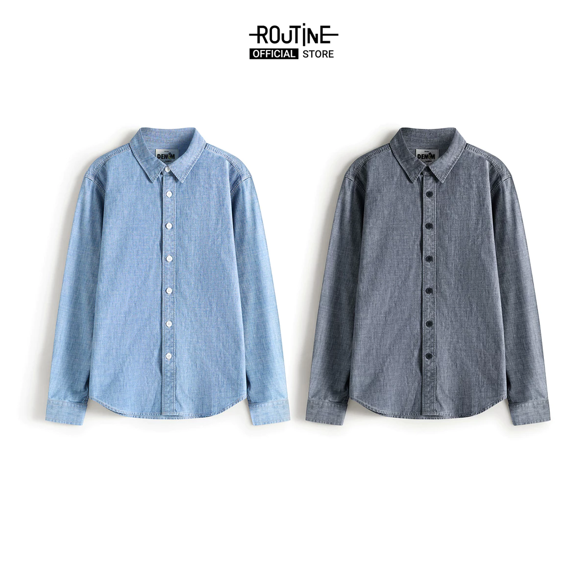 [ĐƠN 699K TẶNG VỚ] Áo Sơ Mi Denim Banana Tay Dài Cổ Bẻ Form Fitted - Routine 10S25DSH012