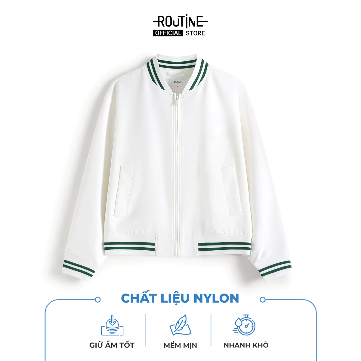 [ĐƠN 699K TẶNG VỚ] Áo Khoác Bomber Nam Phối Rib Hình In Khóa Kéo Form Regular - Routine 10S25JAC001