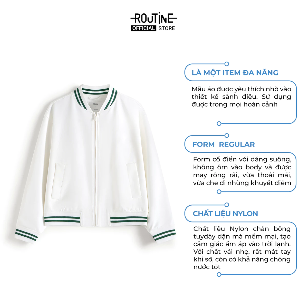 [ĐƠN 699K TẶNG VỚ] Áo Khoác Bomber Nam Phối Rib Hình In Khóa Kéo Form Regular - Routine 10S25JAC001