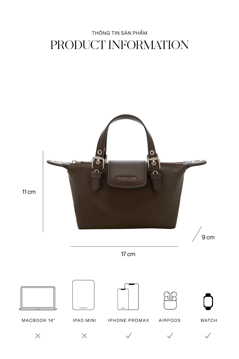 Túi Xách Floralpunk City Shopper Mini - Brown - Nylon Cao Cấp, Quai Da PU - Đeo Chéo/Xách Tay Thời Trang