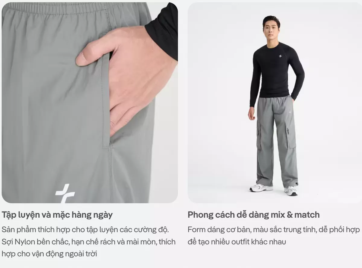 [MUA 2 GIẢM 5%]Quần dài thể thao nam Track Pants Windbreaker Cargo siêu nhẹ, thoáng khí, quần trekking Coolmate
