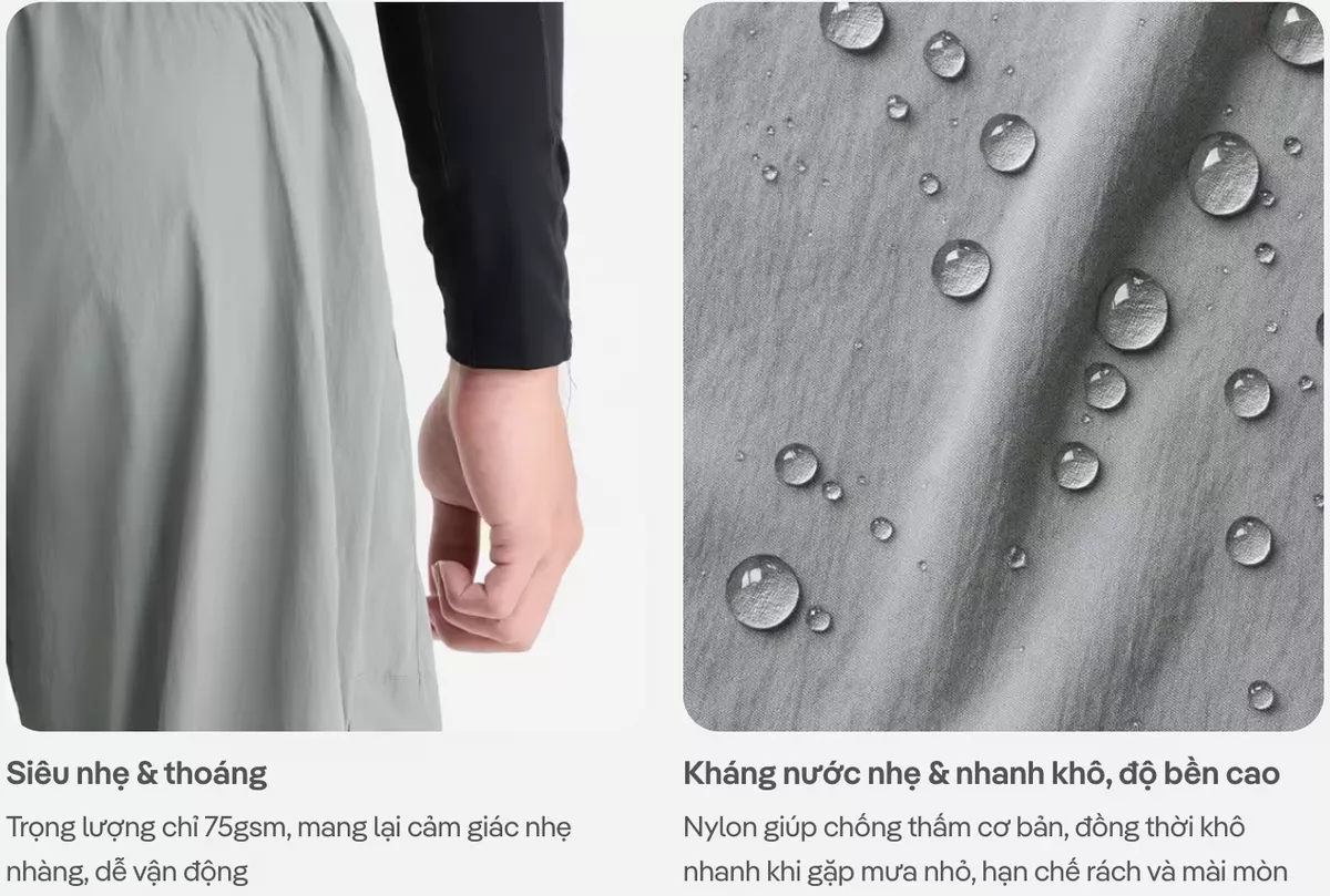 [MUA 2 GIẢM 5%]Quần dài thể thao nam Track Pants Windbreaker Cargo siêu nhẹ, thoáng khí, quần trekking Coolmate