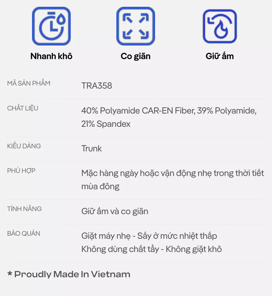 Combo 3 quần lót nam giữ nhiệt Trunk Exwarm mềm mại, giữ ấm tốt Coolmate