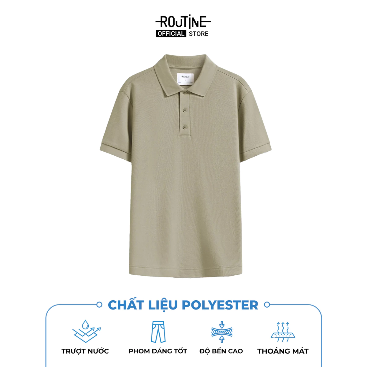 Áo Polo Nam Trơn Tay Ngắn Phối 3 Cúc Form Fitted - Routine 10F24POL014