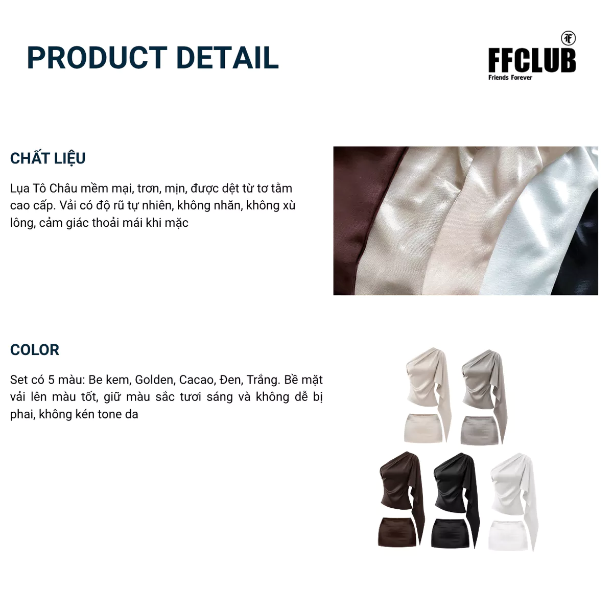 Set Áo lụa Lệch Vai Tay Loe Phối Chân Váy lụa CARAMEL FFCLUB