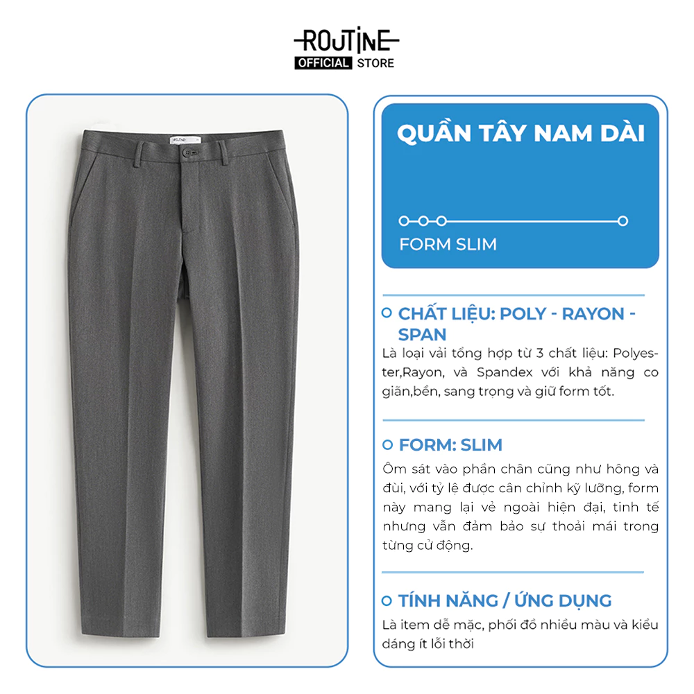 [UP TO 15%++] Quần Tây Dài Nam Trơn Form Slim - Routine 10F24PFO044R1