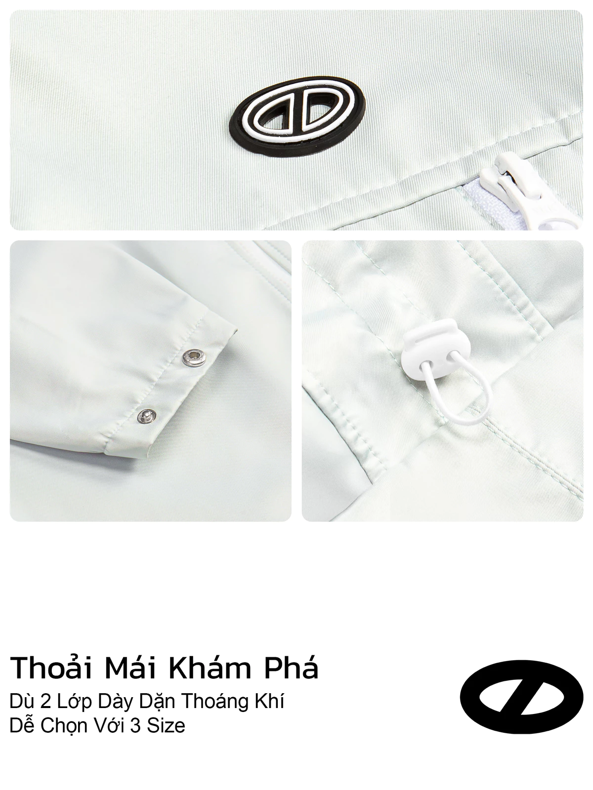 Áo khoác gió 2 lớp nữ ONTOP có mũ màu xám, 2 túi ngực dọc nổi bật Nomad Shell Jacket | O-AK8-XT