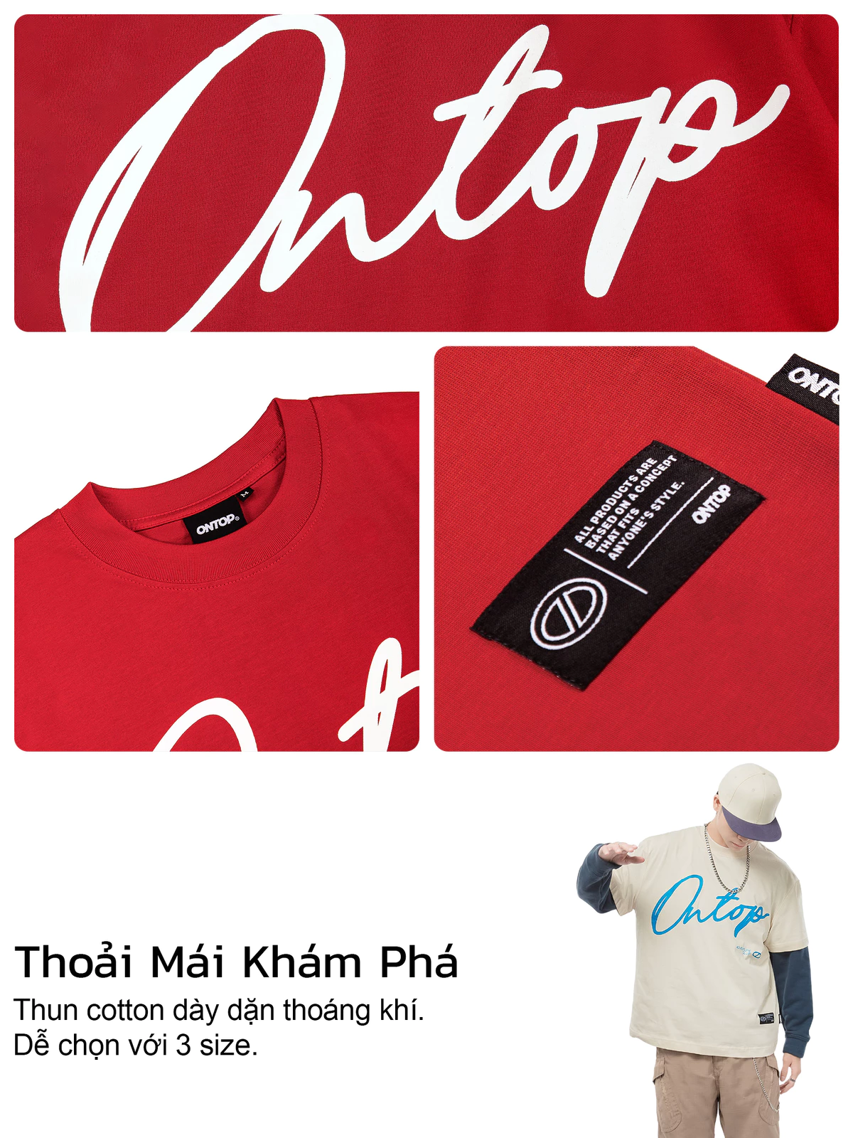 Áo thun boxy màu đỏ ONTOP | O-T2-DO