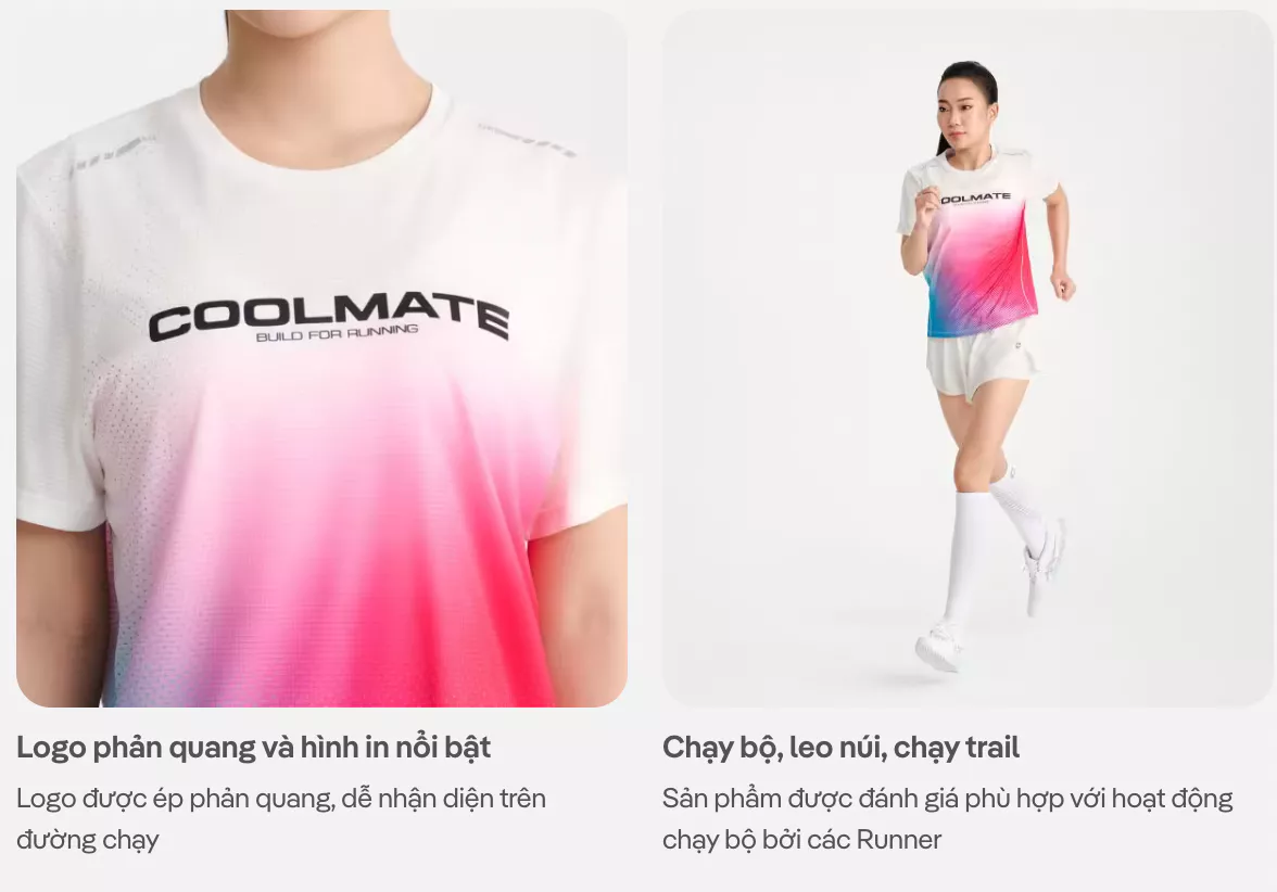 Áo thun chạy bộ unisex nam nữ thấm hút, nhanh khô, siêu nhẹ logo Coolmate