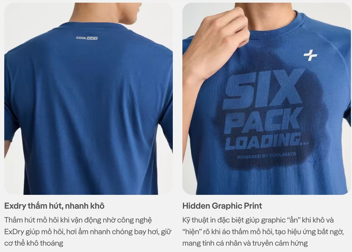[VOUCHER 45%]Áo thun nam cotton thể thao, tập gym training công nghệ mới hidden graphic Coolmate