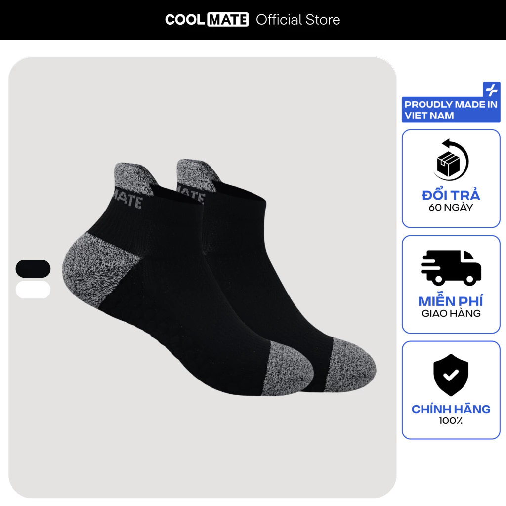 Tất Vớ thể thao unisex chạy bộ Grip Compression Cushion Socks êm ái thấm hút tốt Coolmate