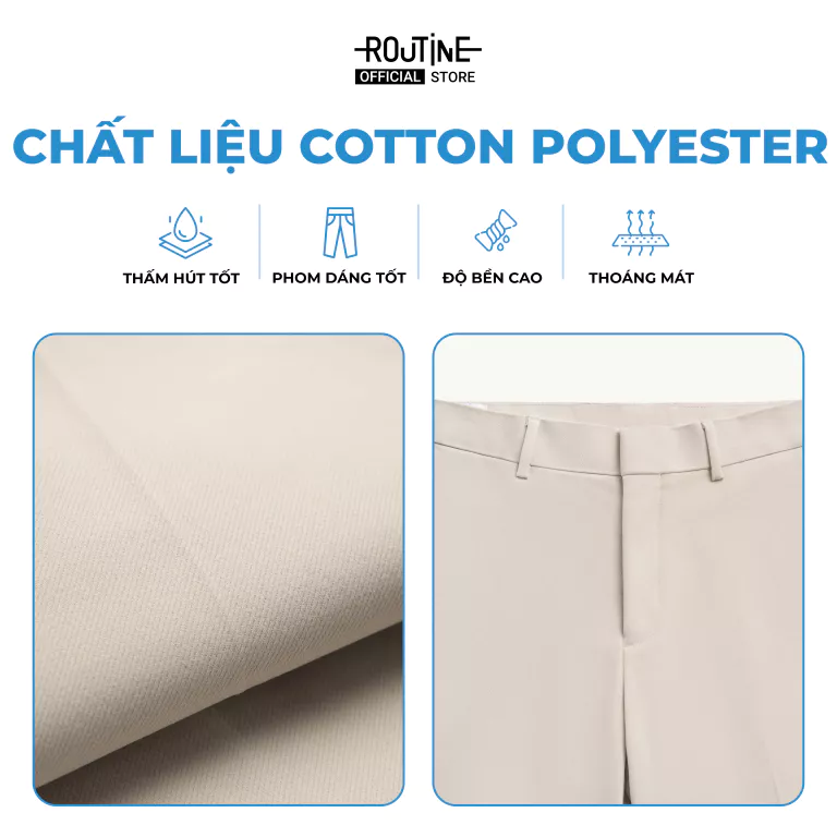 Quần Tây Nam Dài Trơn Form Slim Cropped - Routine 10S25PFO004