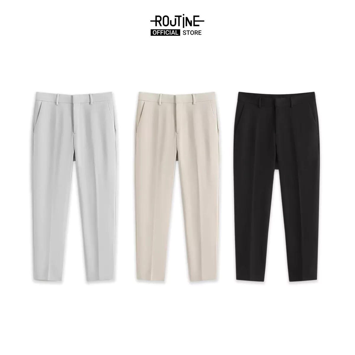Quần Tây Nam Dài Trơn Form Slim Cropped - Routine 10S25PFO004