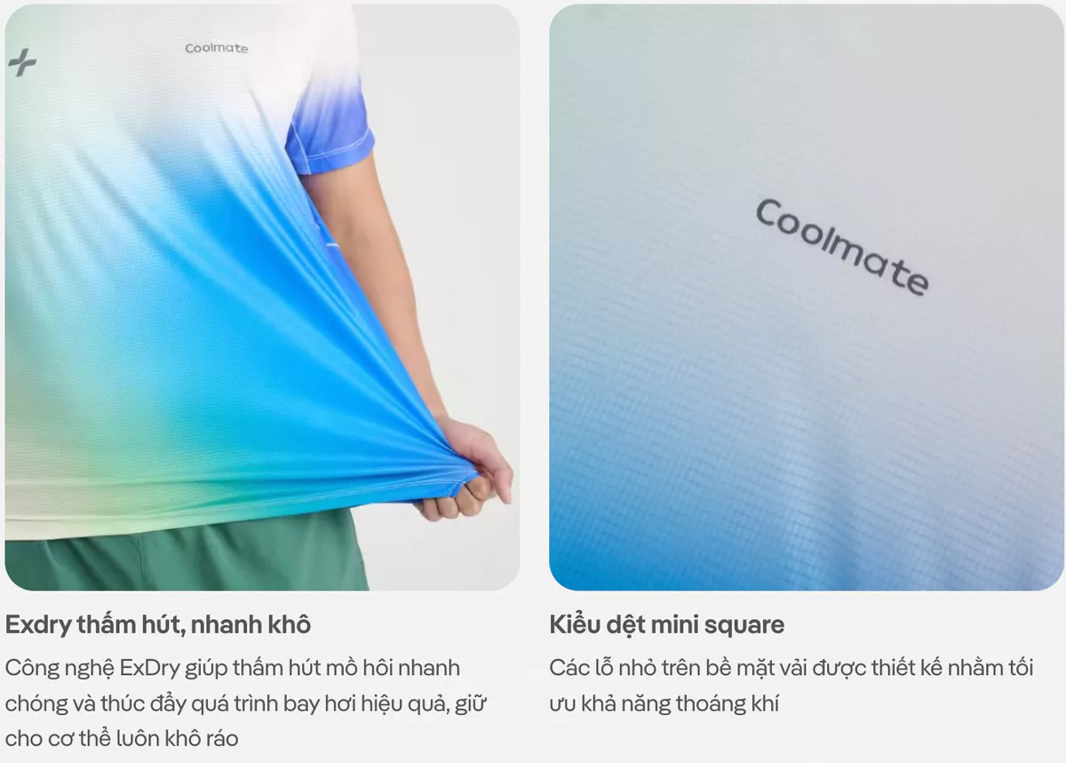 Áo Thun thể thao nam chạy bộ Running Graphic Aurora Flow siêu nhẹ, thoáng khí Coolmate
