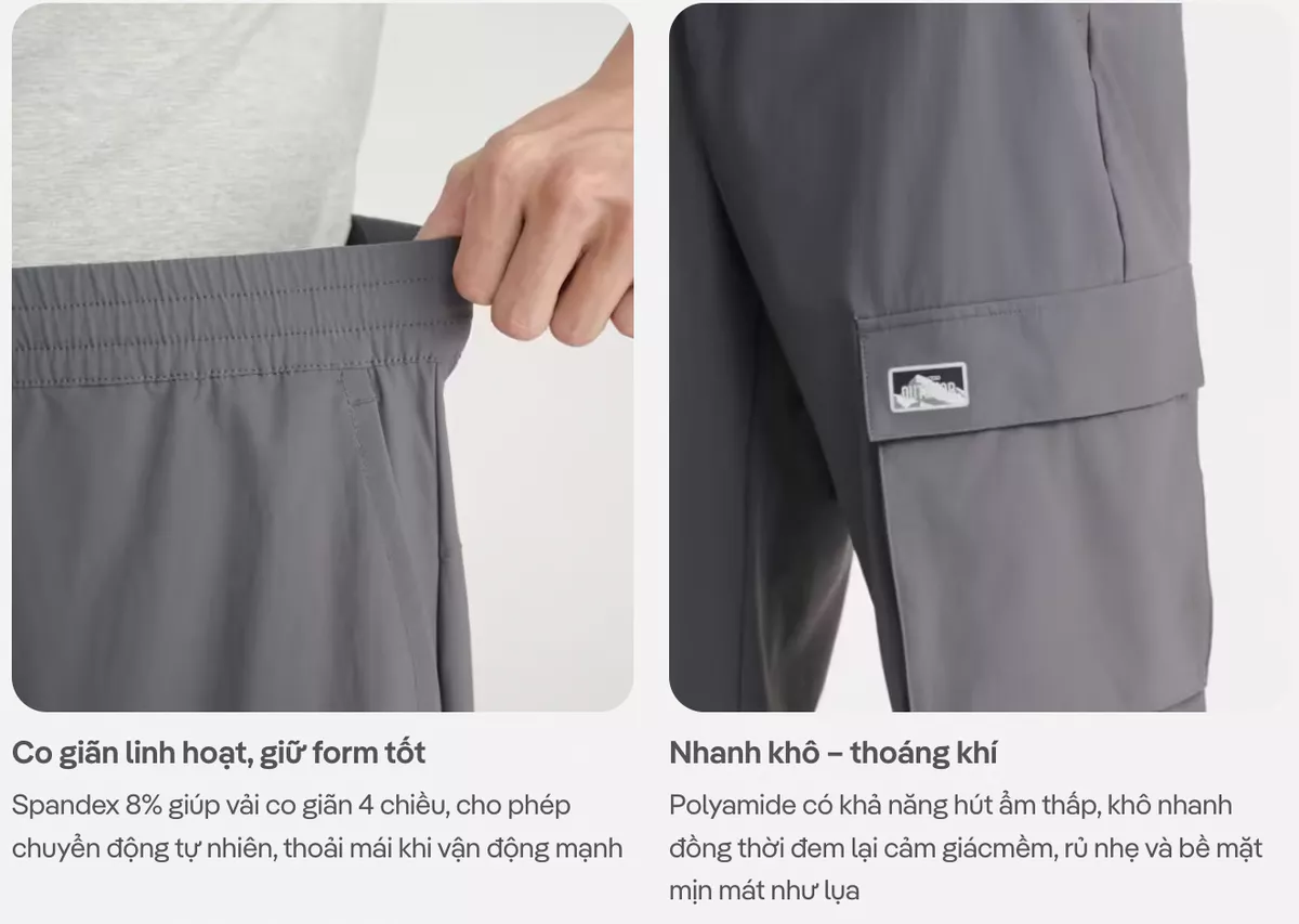 Quần túi hộp Utility lightweight co giãn, quần Outdoor du lịch dạo phố Coolmate KHÔNG ĐỔI TRẢ
