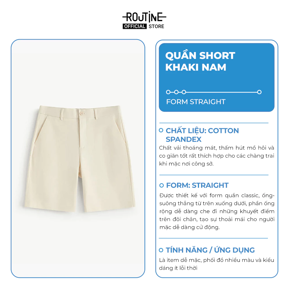 [ĐƠN 699K TẶNG VỚ] Quần Short Kaki Nam Form Straight - Routine 10S25PSH003
