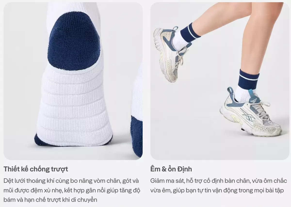 Tất Pickleball Cổ Trung Colorblock Crew Coolmate