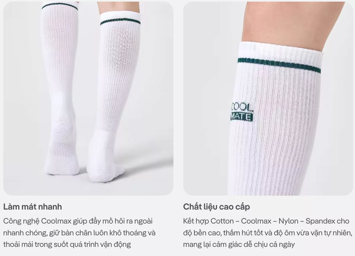 Tất Pickleball Cổ Dài Prime Knee-High Coolmate