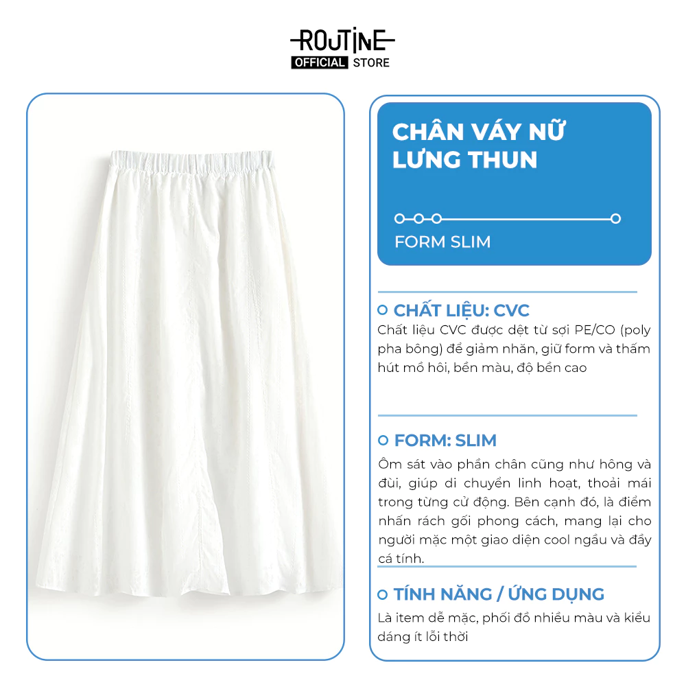 Chân Váy Nữ Lưng Thun Form A Line - Routine 10F25SKIW009