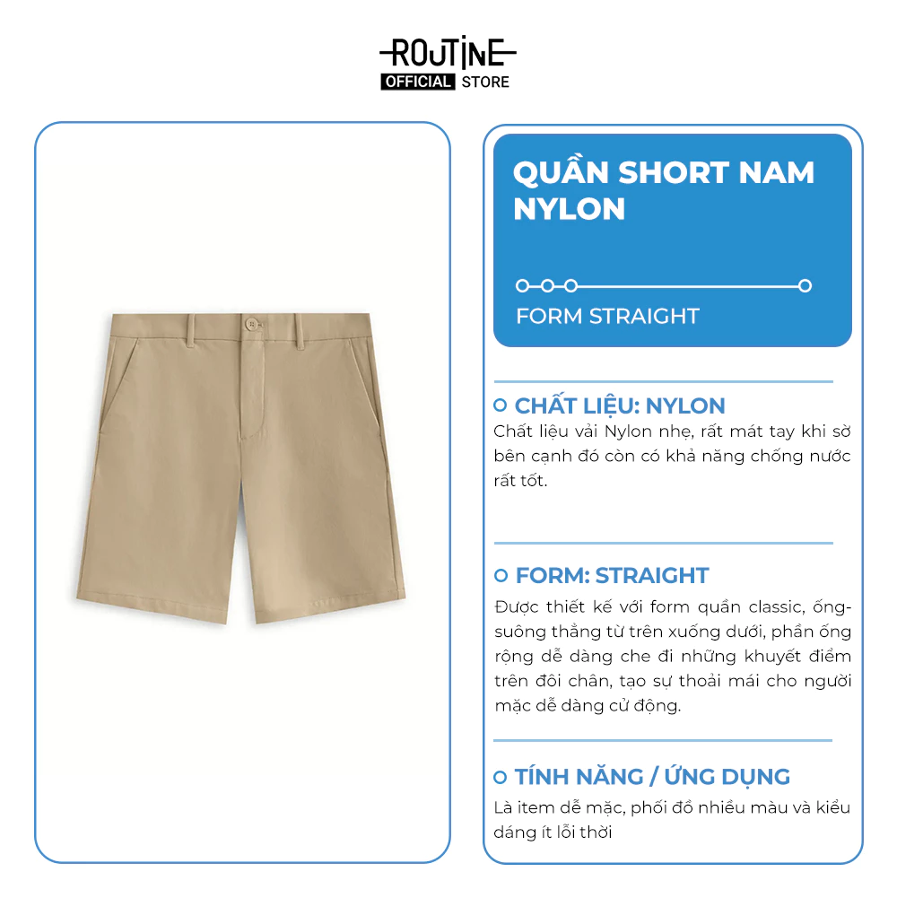 [ĐƠN 699K TẶNG VỚ] Quần Short Kaki Nam Trơn Form Straight - Routine 10S25PSH007