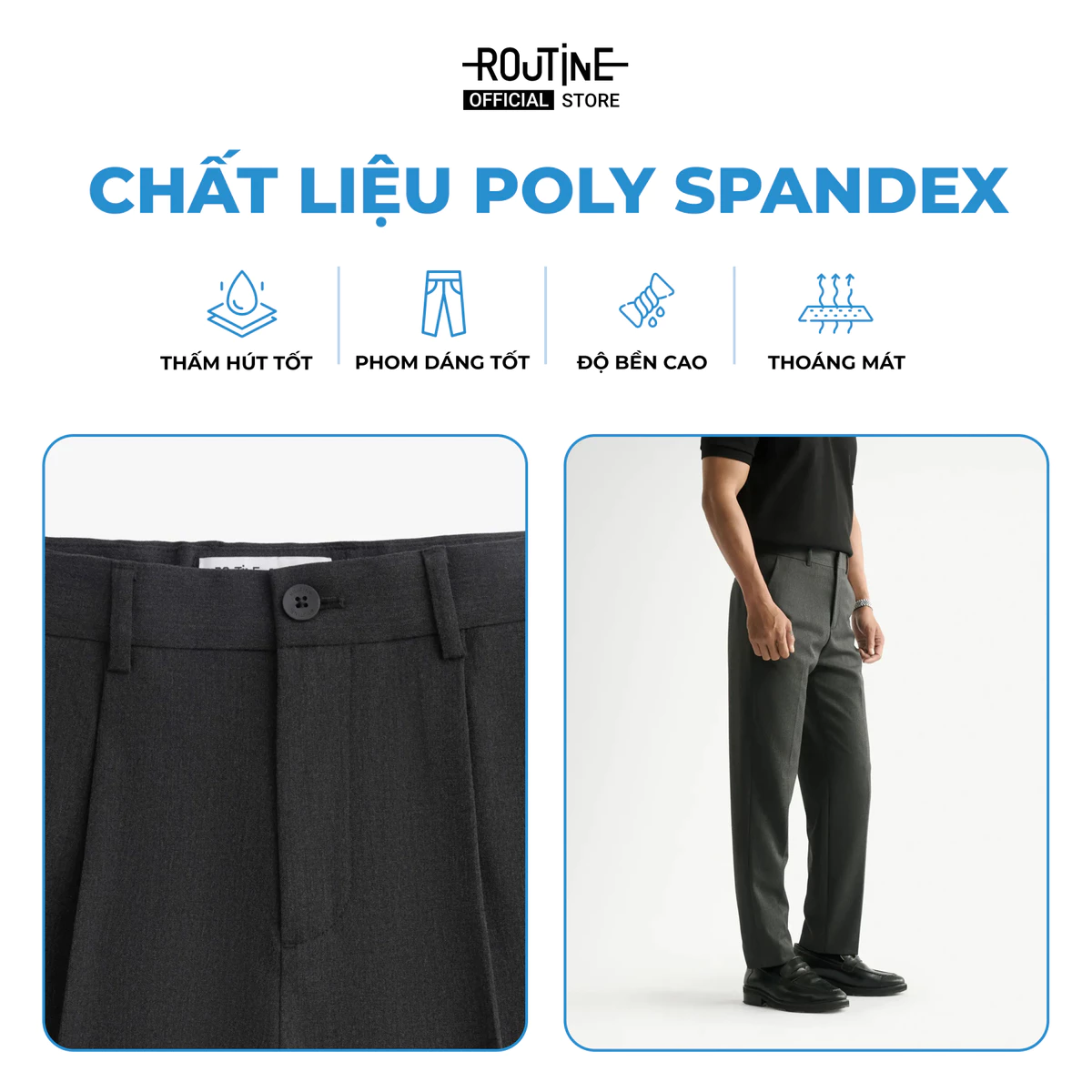 Quần Tây Dài Nam Lưng Thun Trơn Form Straight - Routine 10F24PFO004