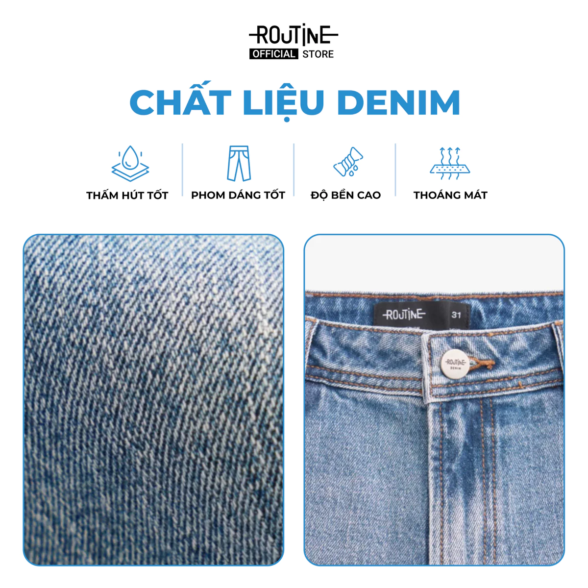 [20.9 TẶNG QUẦN] Quần Jean Nam Ống Đứng Trơn Form Straight - Routine 10F24DPA030