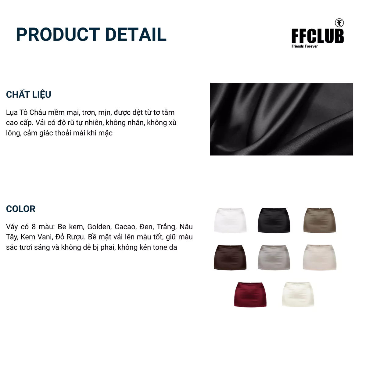 FFCLUB - Chân váy Lụa chữ A CARAMEL cạp thấp