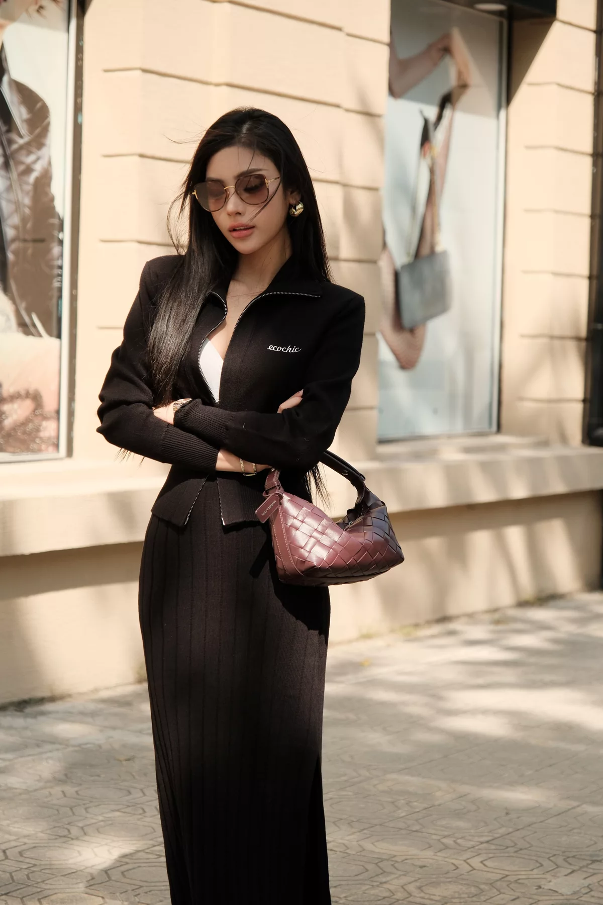 Áo Len Cổ Cao Khoá Zip Dáng Ôm Dệt Kim Chất Liệu Cao Cấp Chính Hãng HNH EC08