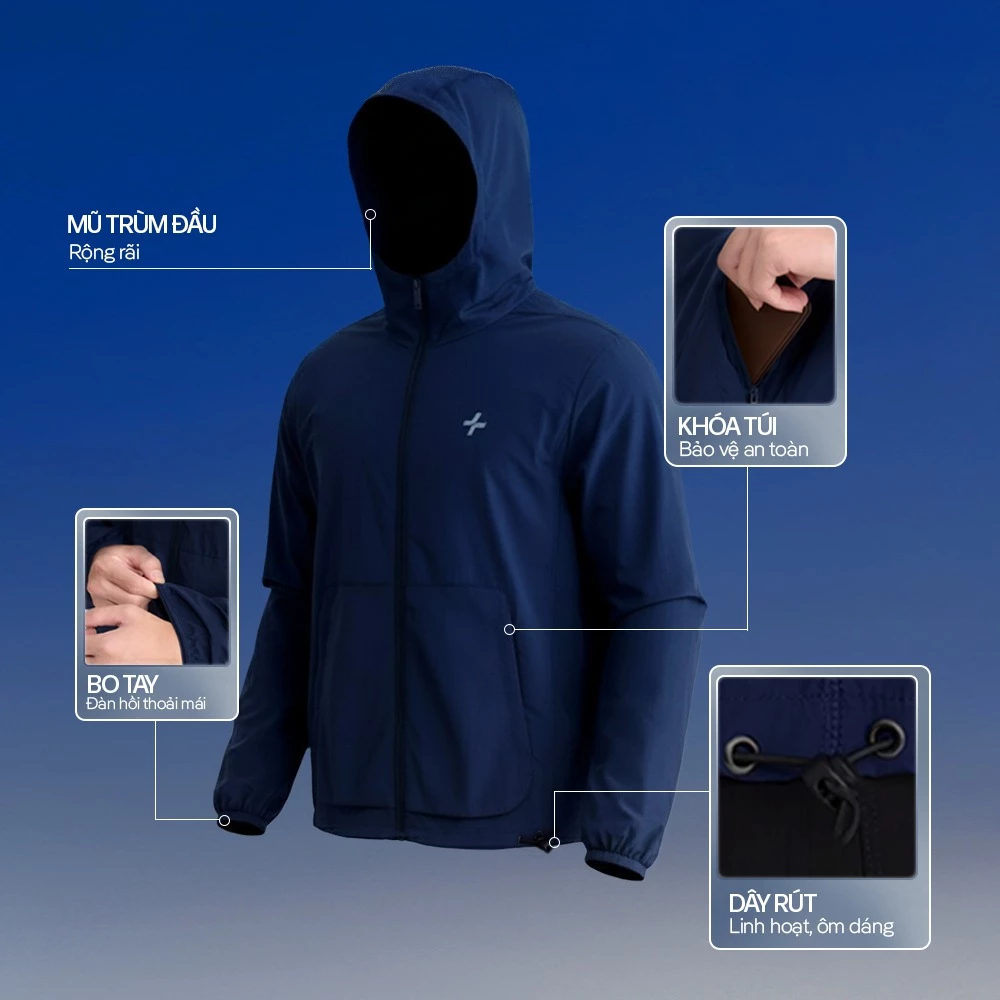 [MUA 2 GIẢM 5%]Áo khoác thể thao nam Track Jacket Windbreaker siêu nhẹ, nhanh khô trượt nước, áo trekking Coolmate
