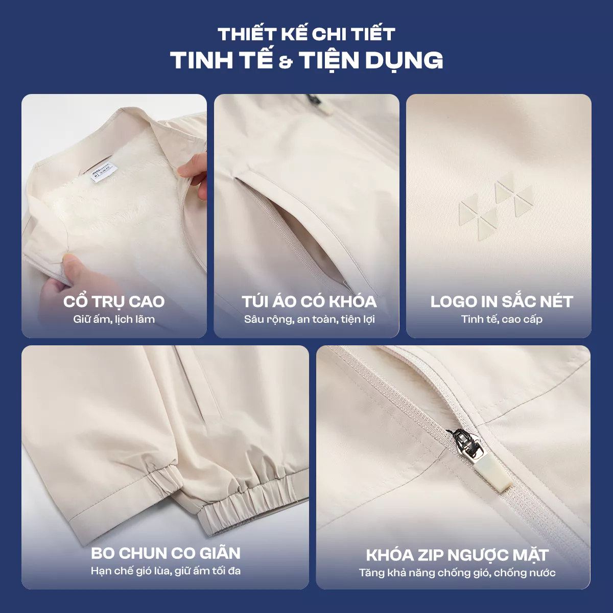 Áo Khoác Nam Thời Trang Lót Lông Cổ Trụ 5S FASHION, Nhẹ, Ấm, Lịch Lãm 01-M0AKHR5005