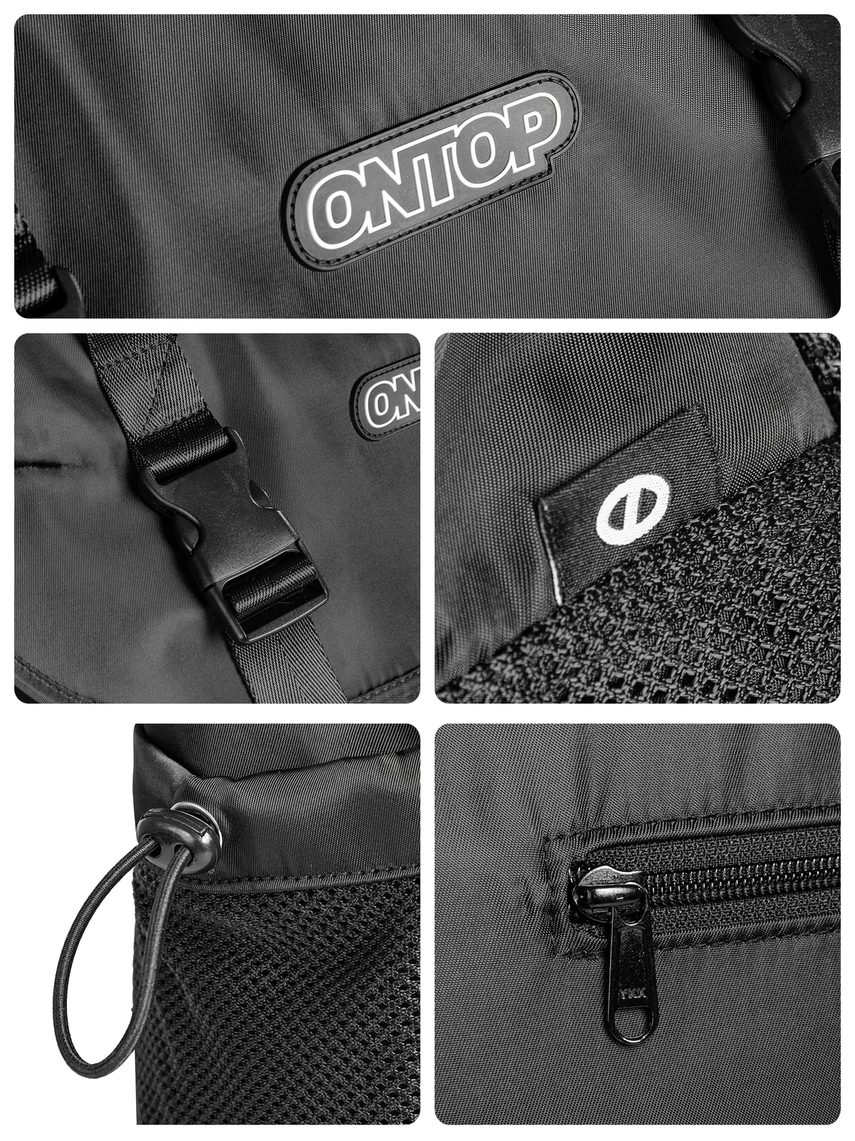 Túi đeo chéo nam to rộng nhiều ngăn ONTOP vải dù phối lưới màu đen đi học đi du lịch Expedition Messenger Bag | O-B77