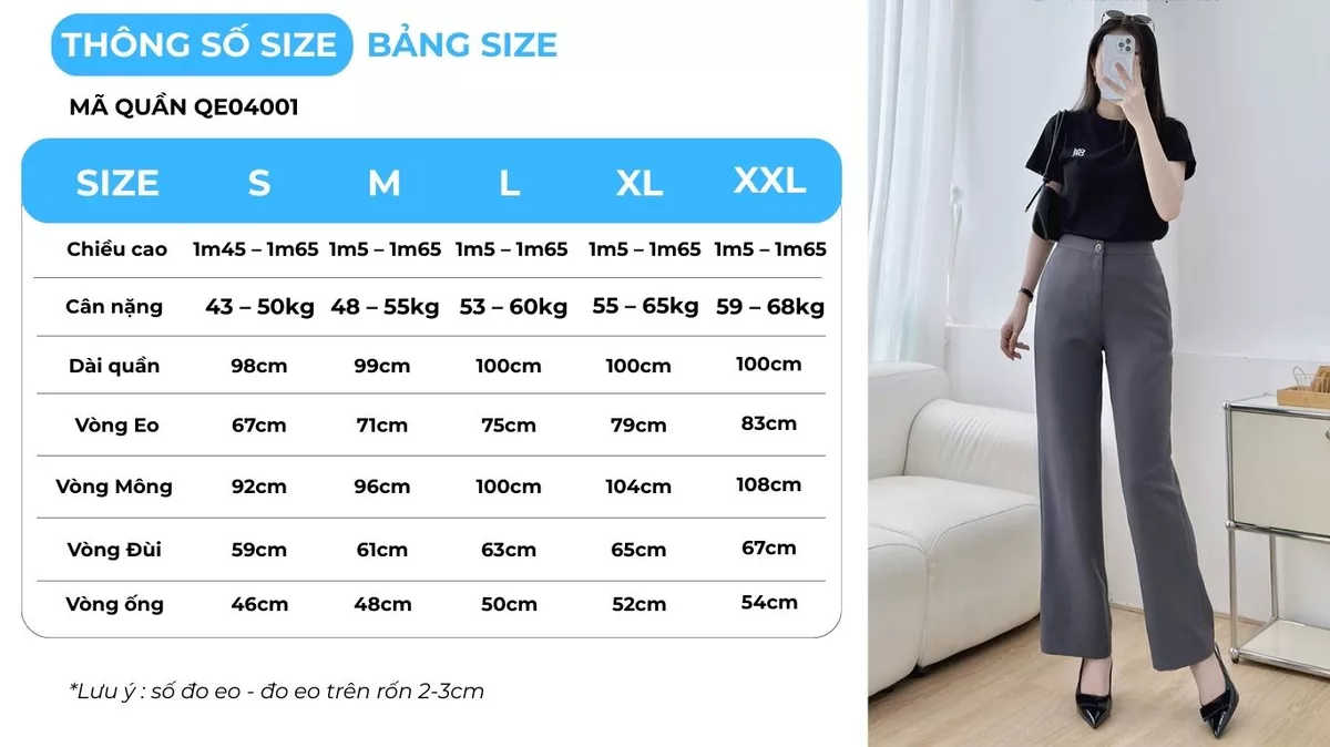 [NHẬP MÃ AFFTHAG GIẢM 99K] Quần Ống Suông Nữ 98cm GUMAC Lưng Cao Chất Cotton Công Sở Dáng Dài Cạp Cao Loe Nhẹ QE04001