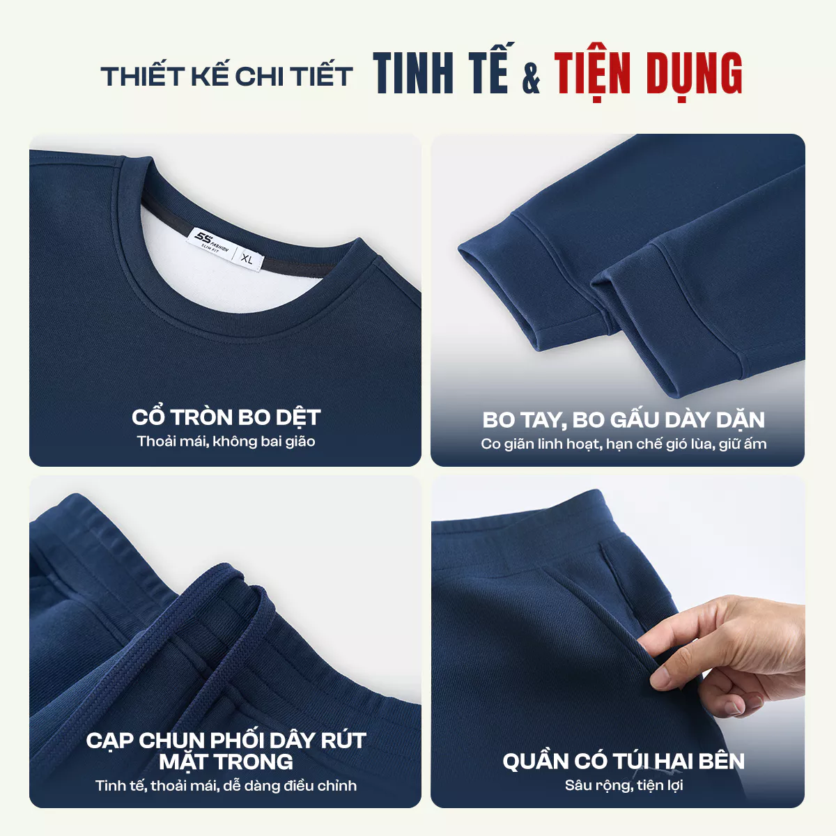 Quần Áo Nỉ Nam 5S FASHION Thêu Tinh Tế, Thiết Kế Basic Dễ Mặc 01-MBNI25013