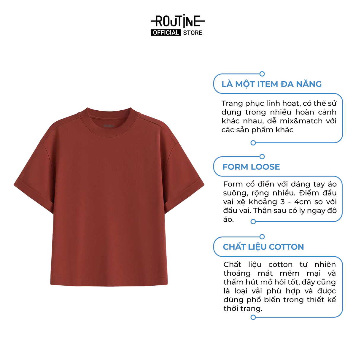 Áo Thun Tay Ngắn Gập Gấu Form Loose Cropped - Routine 10F24TSSW010