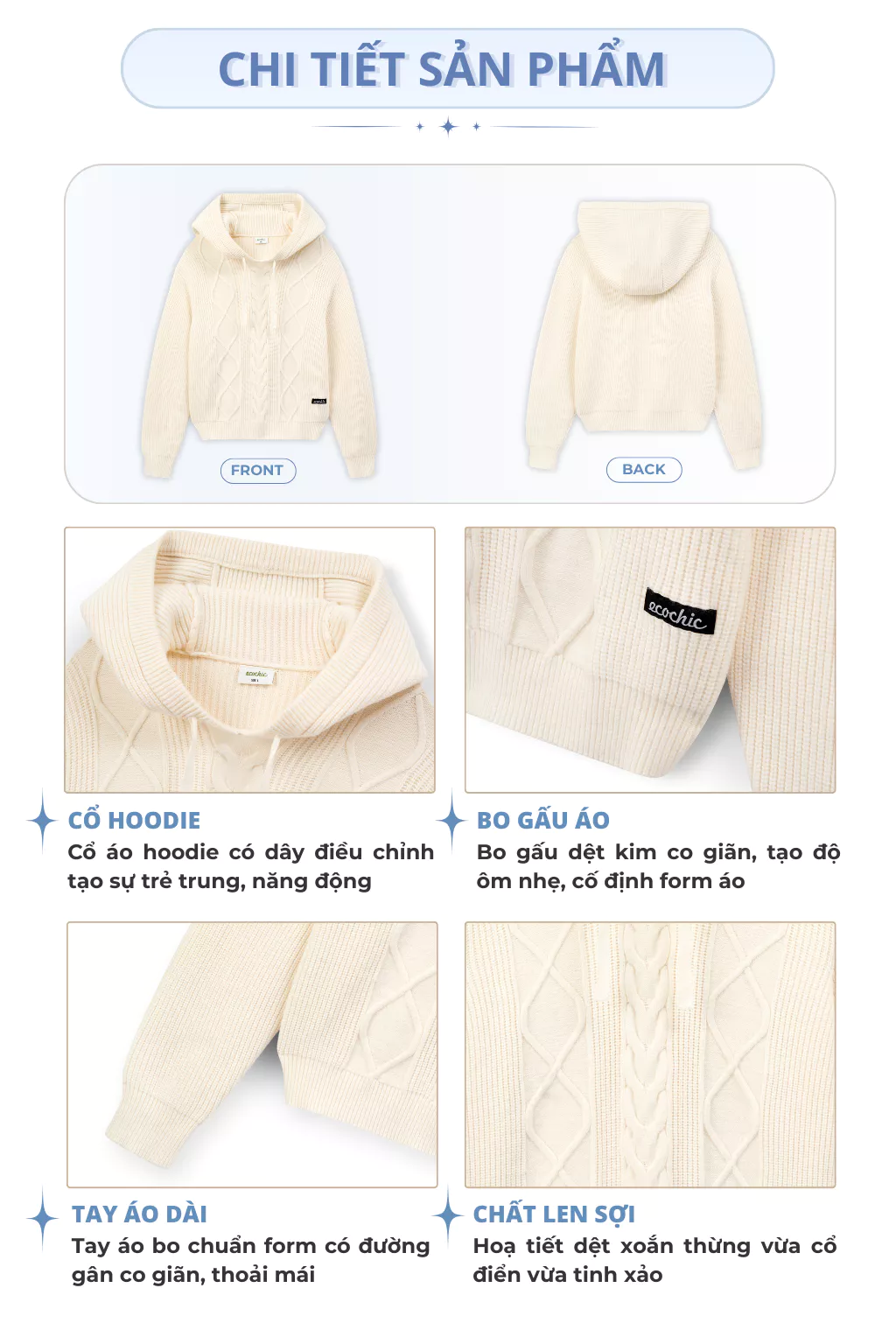 Áo Len Hoodie Form Dáng Basic Có Mũ Giữ Ấm Mùa Đông Chất Liệu Cao Cấp Mềm Mịn HNH EC07