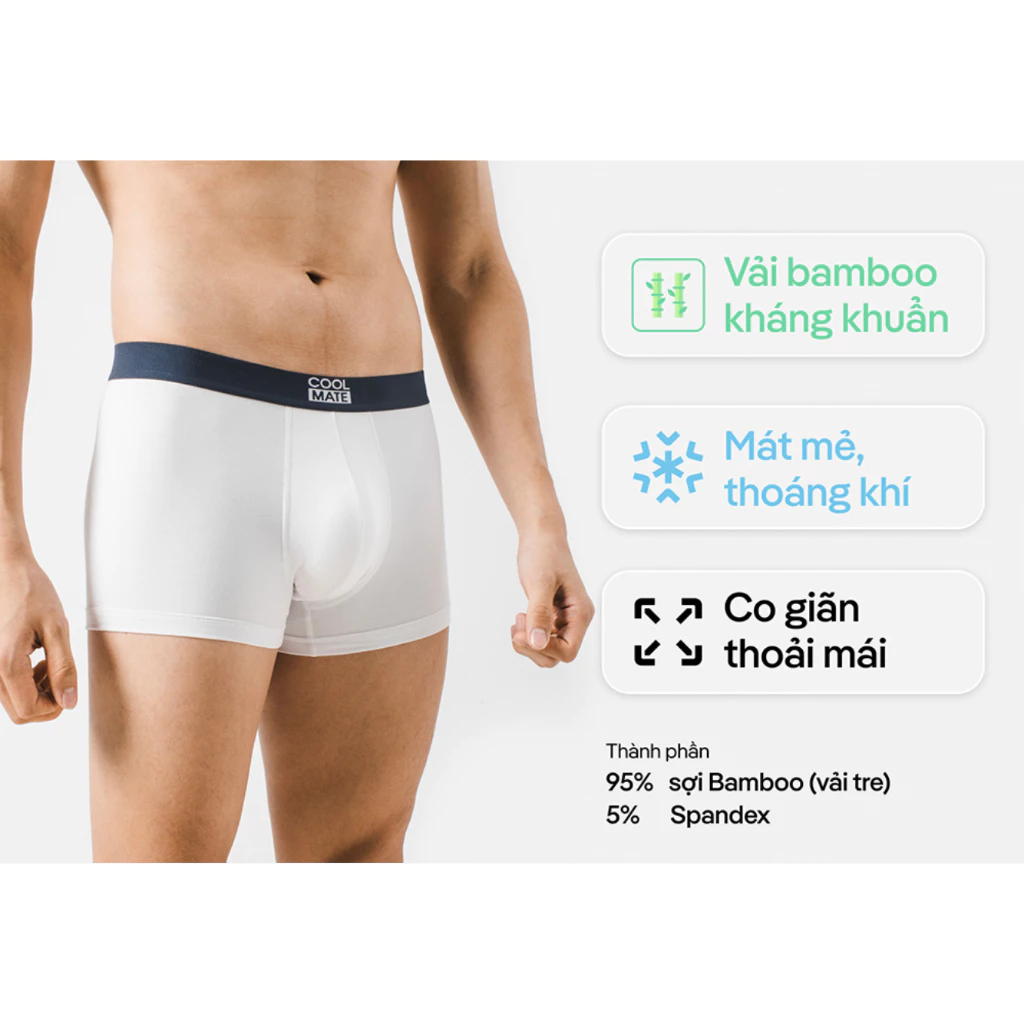 Combo 5 quần lót sịp nam Trunk Bamboo, Lenzing Modal, Airmesh mềm mại, kháng khuẩn, khử mùi Coolmate