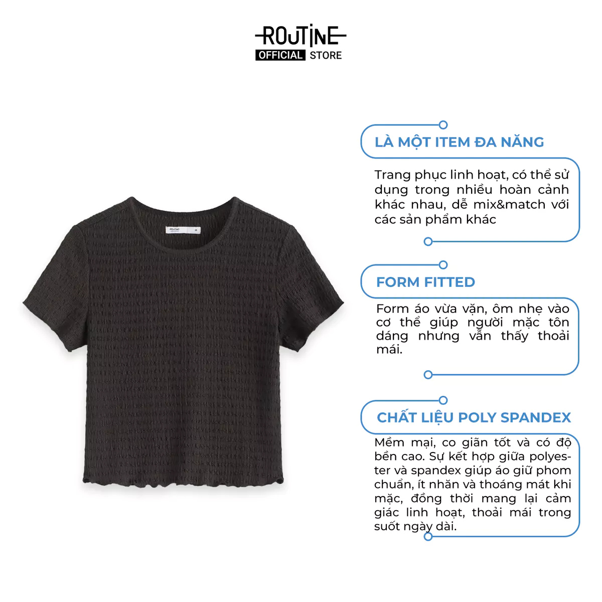 Áo Thun Nữ Vải Texture Form Fitted - Routine 10F25TSSW012
