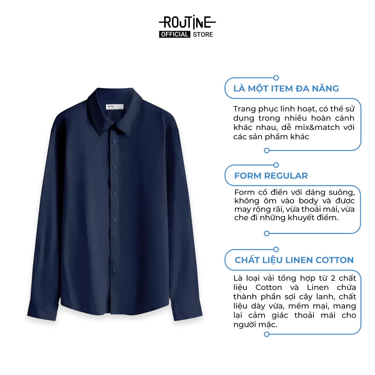[MEMDAY UP TO 15%++ - MUA 2 GIẢM 70K] Áo Sơ Mi Nam Tay Dài Vải Linen Cotton Form Regular - Routine 10S25SHL032