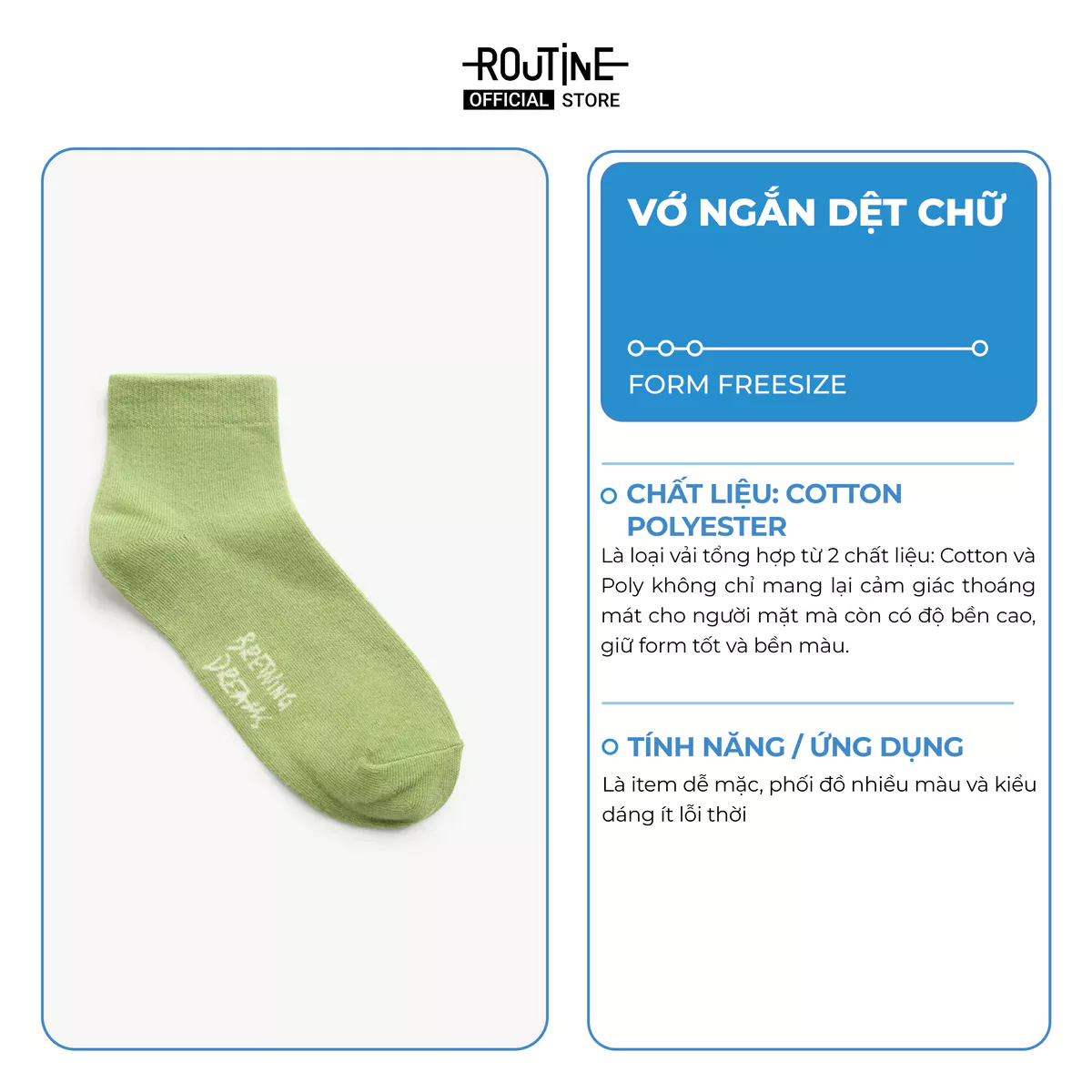[MUA 3 GIẢM 10%] Vớ Ngắn Cotton Dệt "Brewing Dreams" Freesize - Routine 10S25SOC005