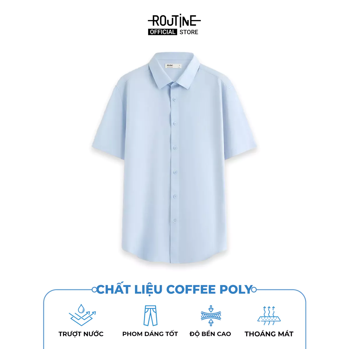 [UP TO 20%++] Áo Sơ Mi Nam Tay Ngắn Sợi Coffee Trơn Form Fitted - Routine 10S25SHS011R1