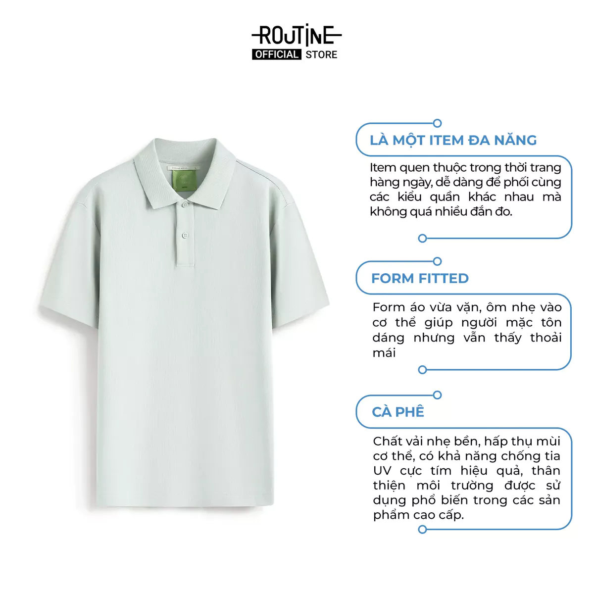 [ĐƠN 699K TẶNG VỚ] Áo Polo Nam Tay Ngắn Vải S.Café Bo Cổ Gân Form Fitted - Routine 10S25POL028