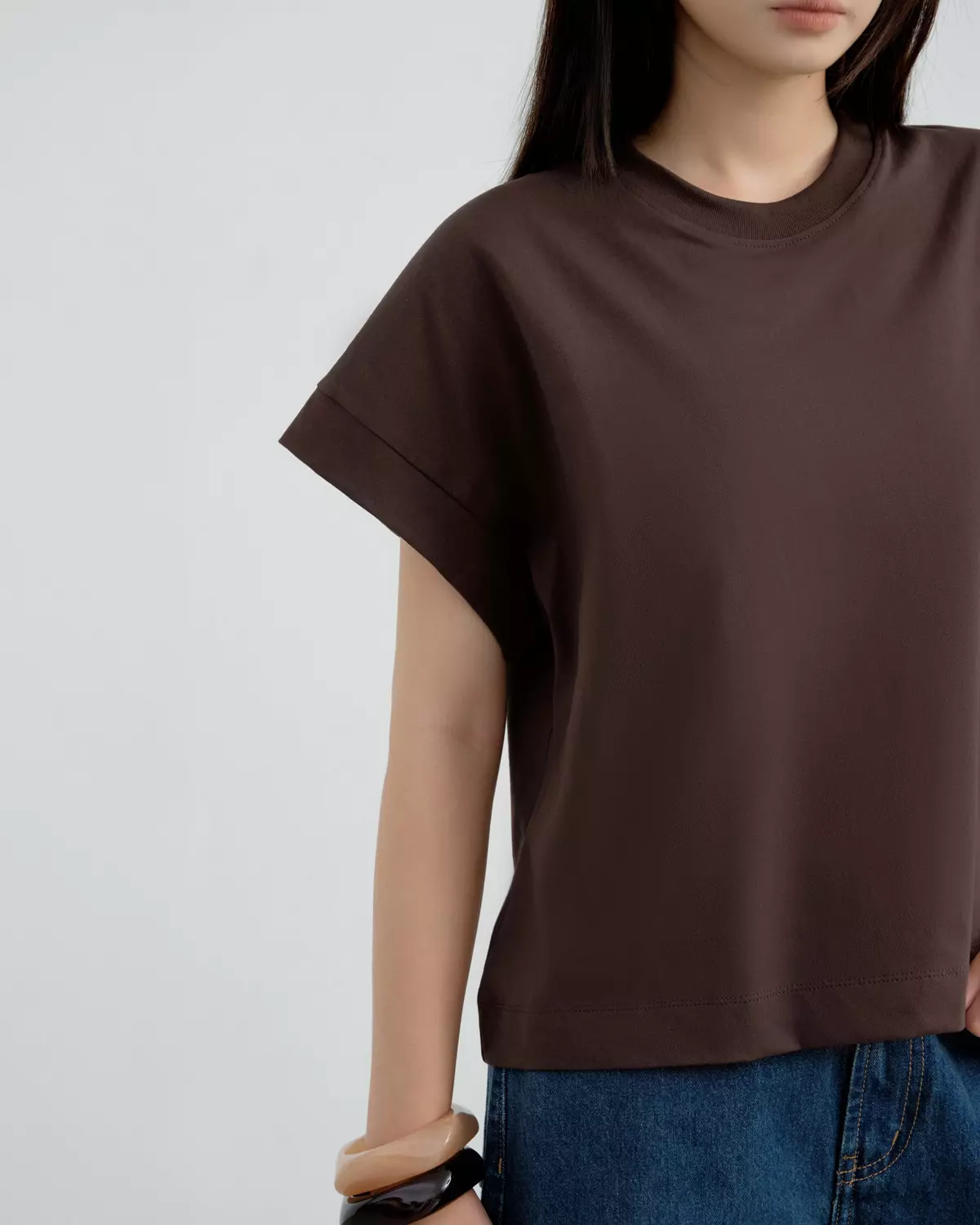 Áo Thun Boxy Ngắn Tay, Chất Vải 100% Cotton Thoáng Mát, 100% Cotton - BARE TOP - The J Studio