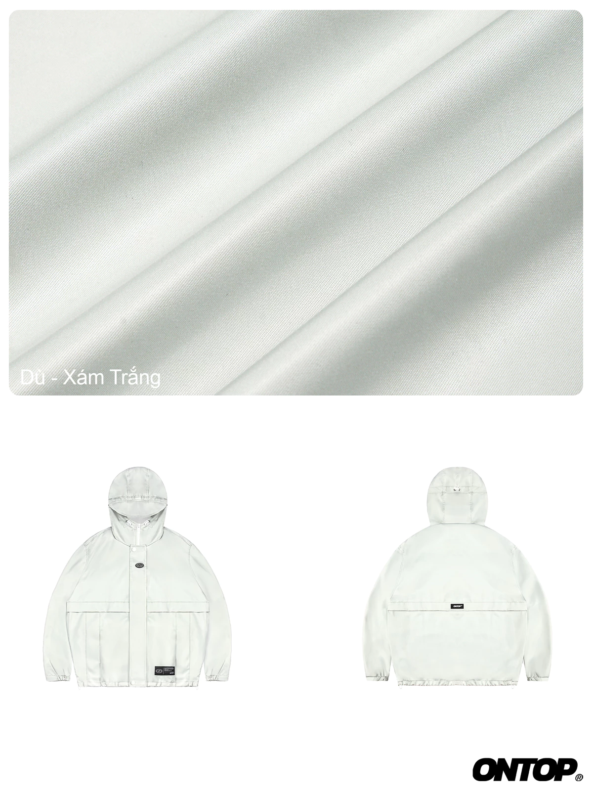 Áo khoác nữ có mũ vải dù 2 lớp ONTOP màu xám có mũ chống nắng Journey Jacket | O-AK7-XT
