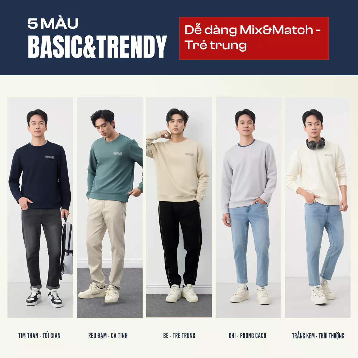 Áo Nỉ Nam Thu Đông 5S FASHION Countdown S-WARM Mềm Mịn, Ấm, Basic Màu Sắc Đa Dạng, Trẻ Trung M0ANIR5013
