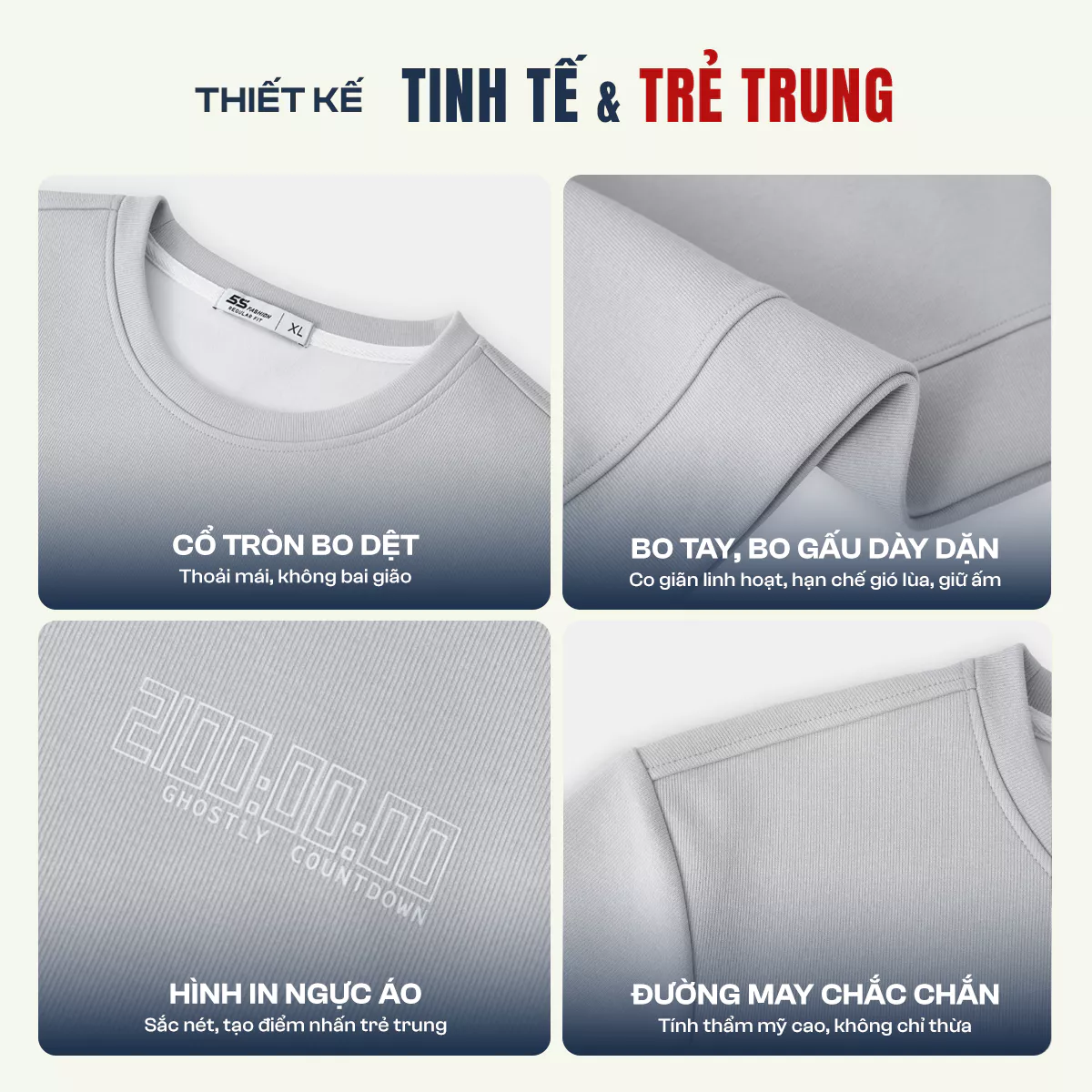 Áo Nỉ Nam Thu Đông 5S FASHION Countdown S-WARM Mềm Mịn, Ấm, Basic Màu Sắc Đa Dạng, Trẻ Trung M0ANIR5013