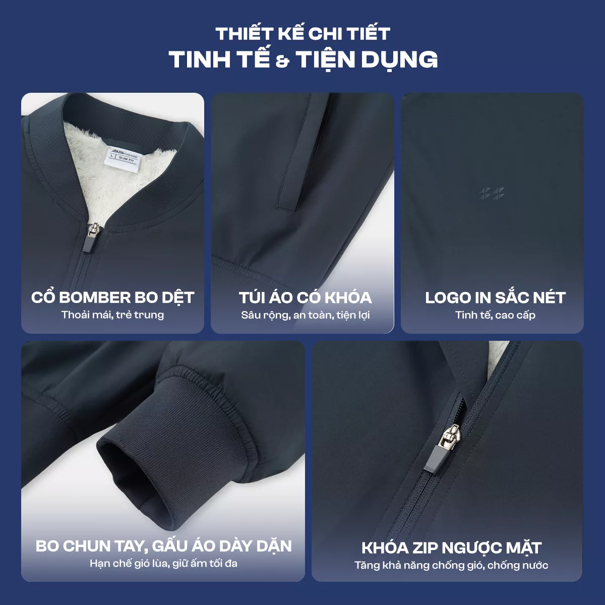 Áo Khoác Bomber Nam 5S FASHION Lót Lông Dày Dặn, Ấm Áp, Thiết Kế Basic Dễ Mặc 01-M0AKB26013